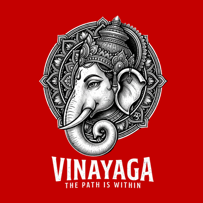 Vinayaga The Path Is Within T-Shirt for Men | Lord Ganesha Red Graphic T-Shirt