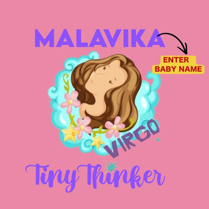 Personalized Virgo Kids T-Shirt | Tiny Thinker Custom Name Zodiac Tee for Girls