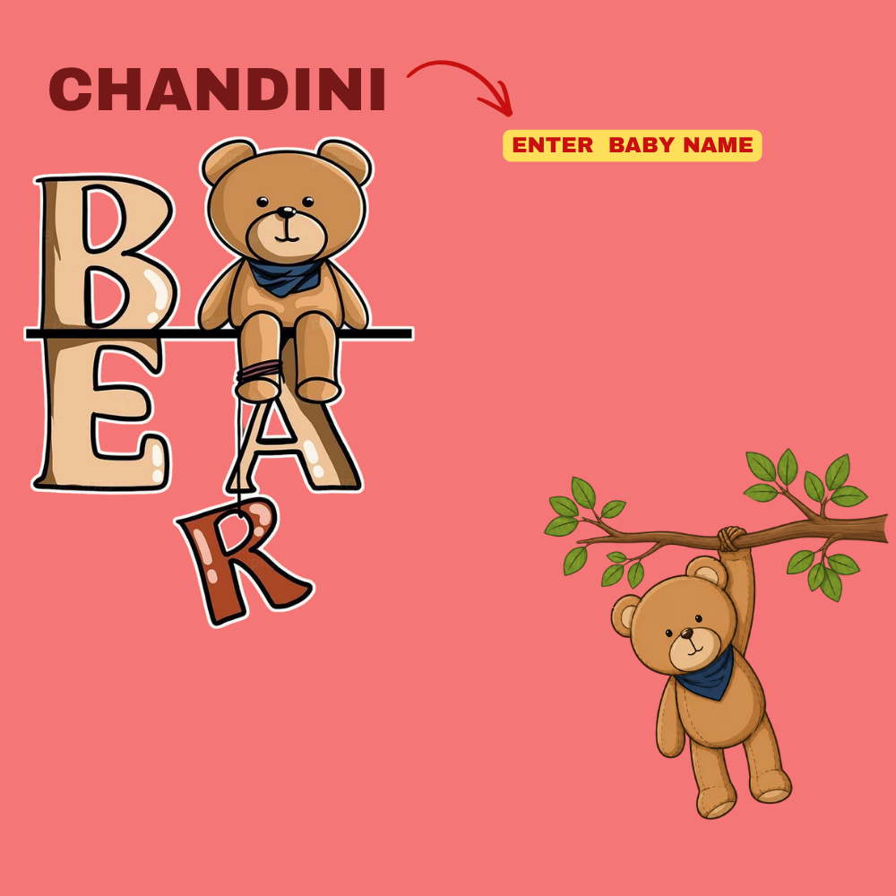 Personalized Teddy Bear Kids Co-Ord Set | Custom Name Cotton T-Shirt & Shorts for Boys & Girls