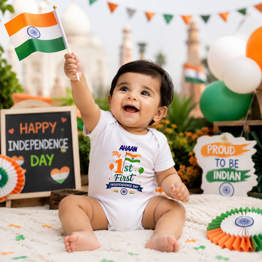 Personalized Tricolor Baby Romper | Independence Day Special