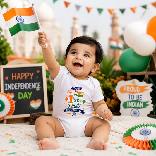 Personalized Tricolor Baby Romper | Independence Day Special