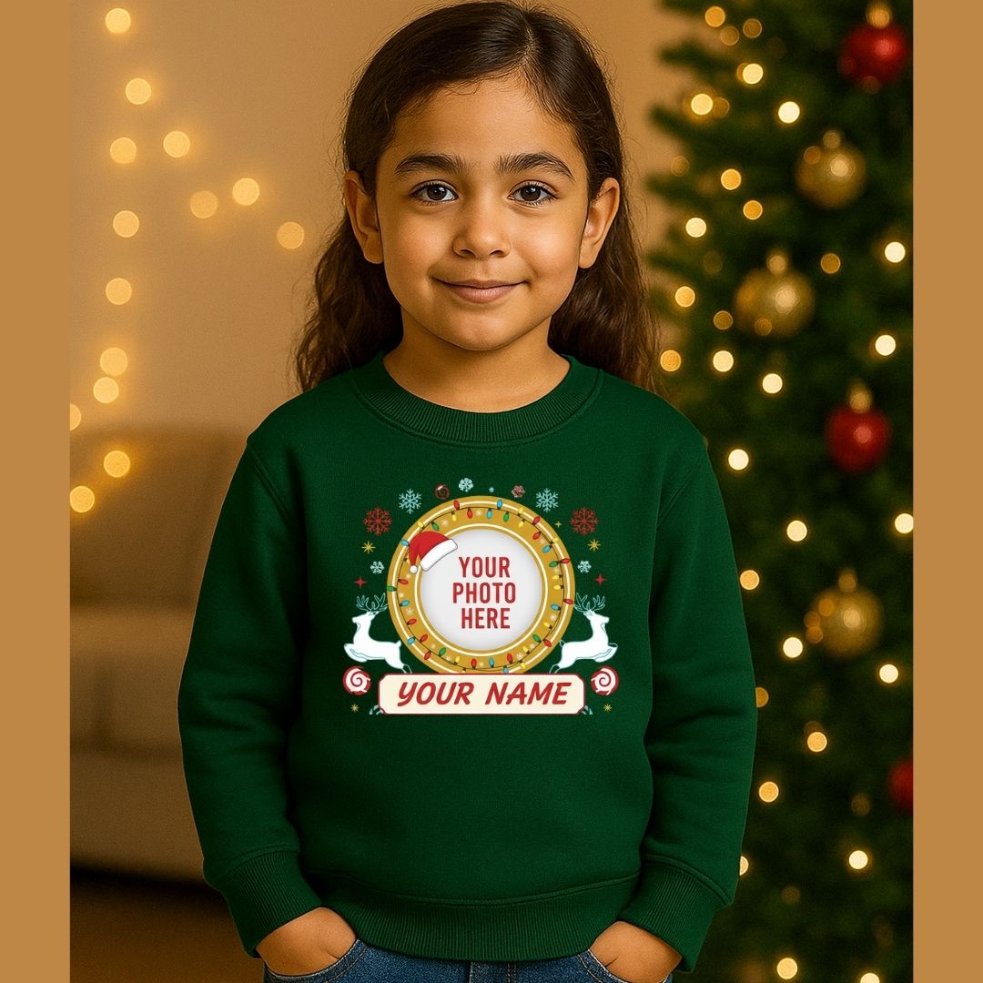 Personalized Photo Christmas Sweatshirt for Kids | Custom Picture & Name Outfit