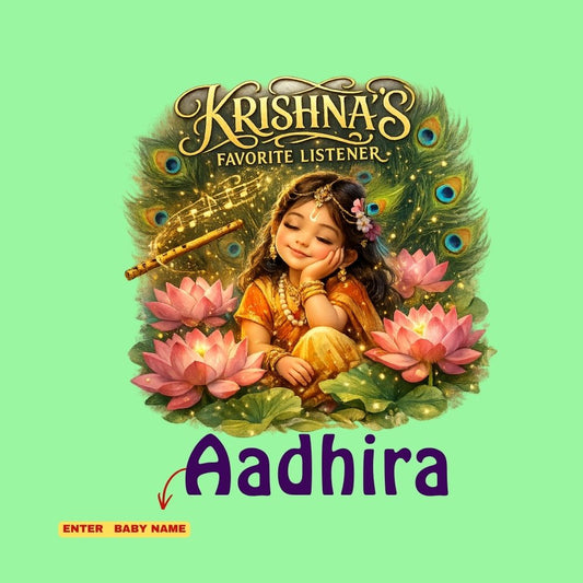 Krishna’s Favourite Little Star Personalized Janmashtami Girls T-Shirt – Custom Name