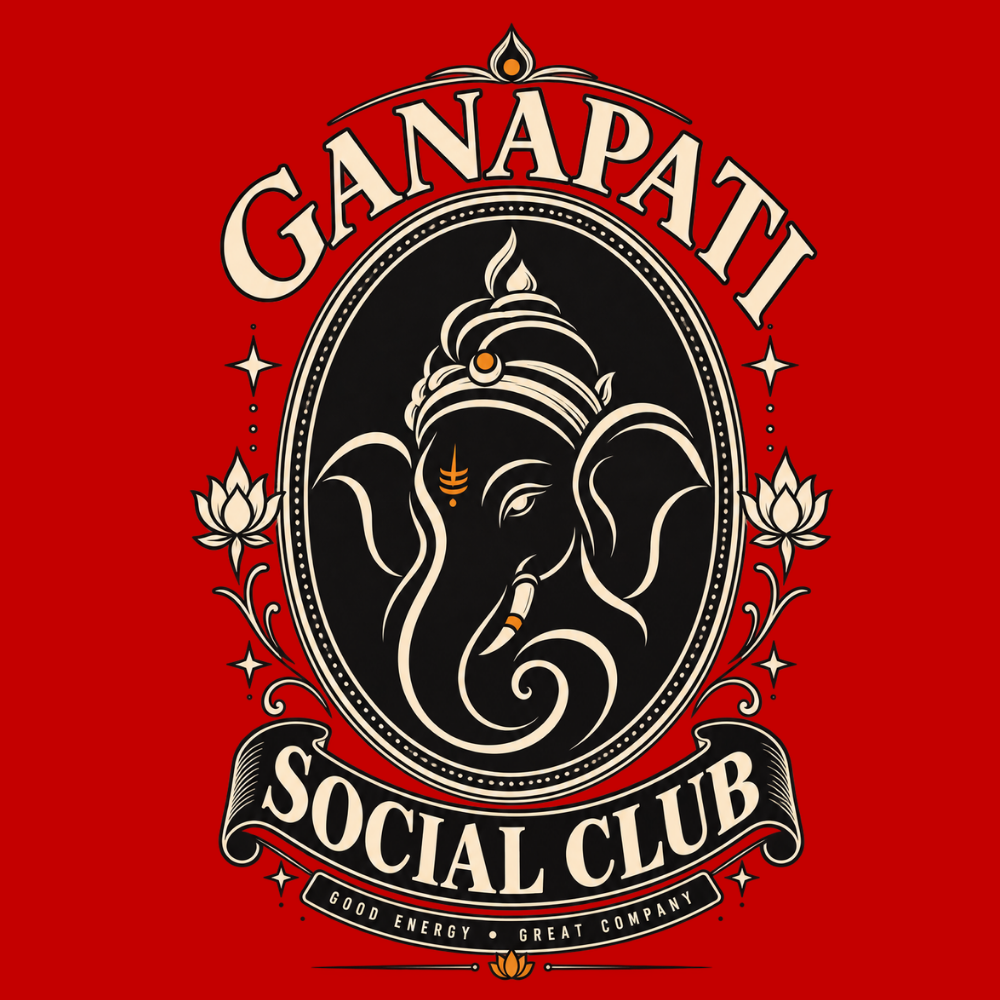 Ganpati Social Club T-Shirt for Men | Lord Ganesha Red Graphic T-Shirt