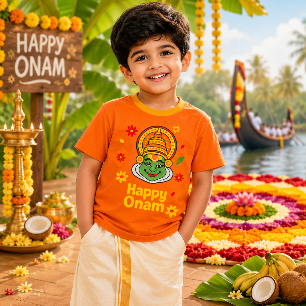 Happy Onam Kids Jersey – Kathakali Kerala Festival Sports Jersey for Boys & Girls