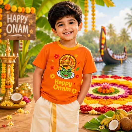Happy Onam Kids Jersey – Kathakali Kerala Festival Sports Jersey for Boys & Girls