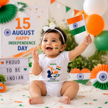 Personalized Independence Day Baby Romper | Custom Name 15 August Outfit