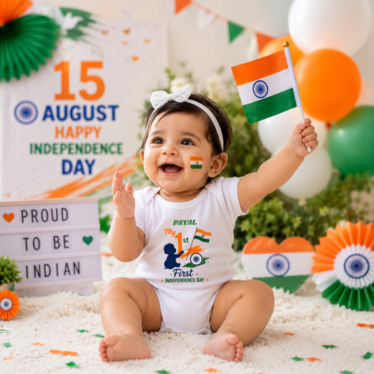 Personalized Independence Day Baby Romper | Custom Name 15 August Outfit