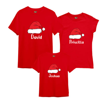 Matching Family Christmas T-Shirts - Personalized Santa Hat Design