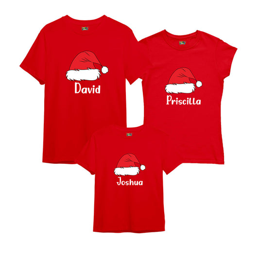 Matching Family Christmas T-Shirts - Personalized Santa Hat Design