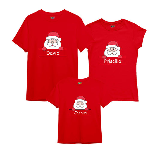 Personalized Family Christmas T-Shirts - Custom Santa Hat Holiday Tees