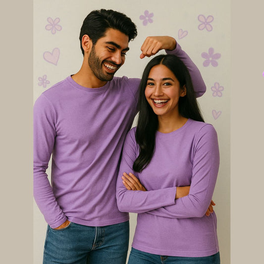 Full Sleeve Couple T Shirt - Lavender