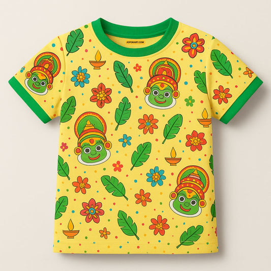 Kerala Onam Festival Print with Kathakali Jersey - Onam Festive Vibes