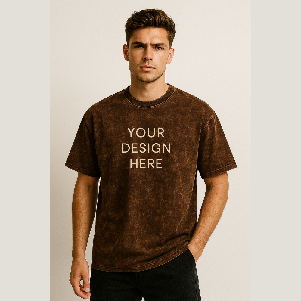 Personalised Urban Wash Oversized Tee – Vintage Rust Brown