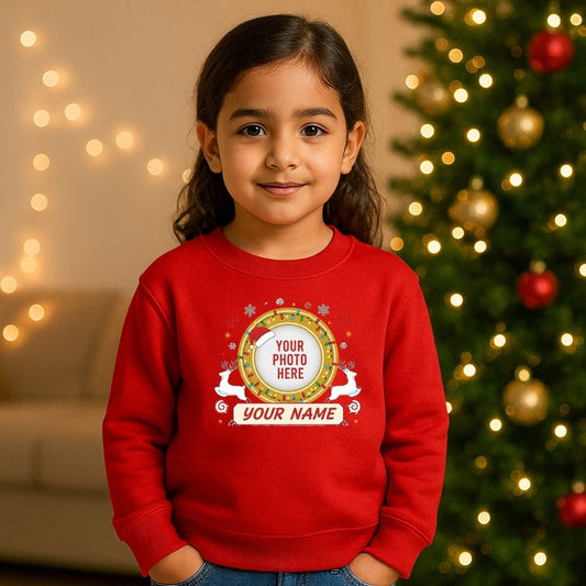 Personalized Photo Christmas Sweatshirt for Kids | Custom Picture & Name Outfit