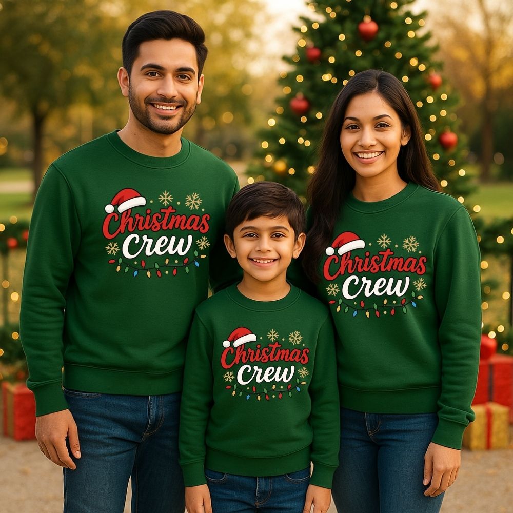 Family Matching “Christmas Crew” Sweatshirts – Holiday Outfits for Parents & Kids