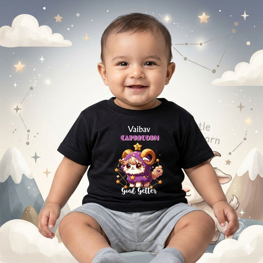 Personalized Capricorn Kids T-Shirt | Goal Getter Custom Name Zodiac Tee