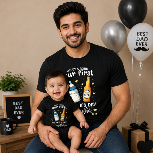 Personalized First Father’s Day Dad Baby Combo Tees