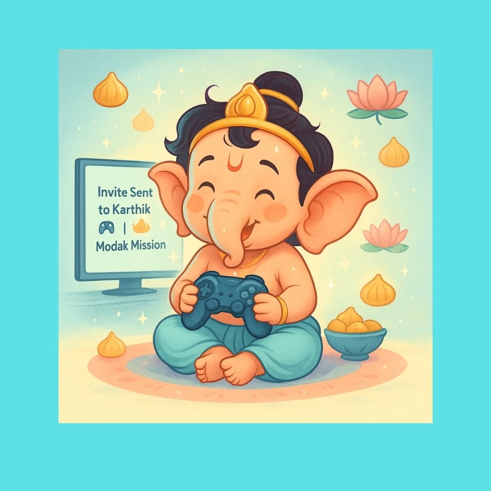 Ganesh Chathurthi Gaming T-Shirt for Kids - Mission Modak Ganpati T-Shirt Joystick Edition