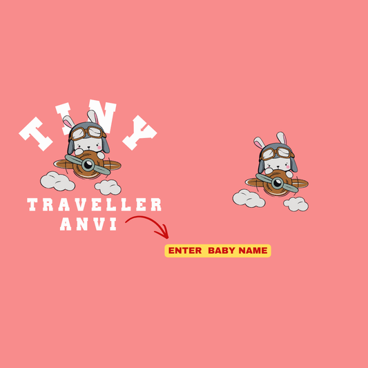 Personalized Tiny Traveller Kids Co-Ord Set | Custom Name Cotton T-Shirt & Shorts for Boys & Girls