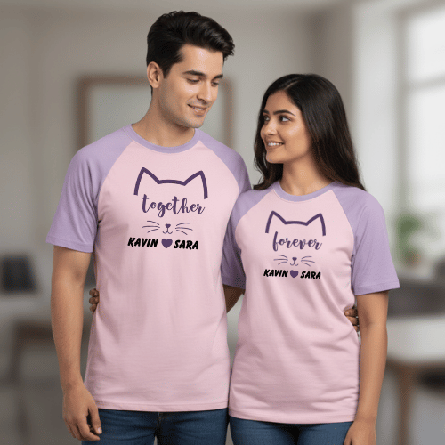 Couple T Shirts Forever Love Print – Valentine Matching Cotton Tees