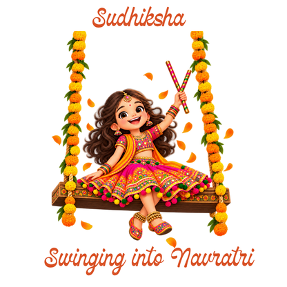 Personalized Girls’ Navratri T-Shirt | Swinging into Navratri Design