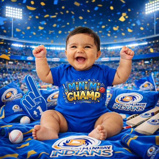 Mumbai Indians Fan Baby Romper | Personalised Name & Number IPL Kids Clothing