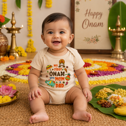 Cute Onam Baby Romper | Soft Cotton Festival Clothing