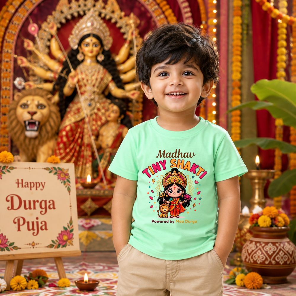 Personalized Tiny Shakti Kids T-Shirt | Maa Durga Durga Puja Festive Tee