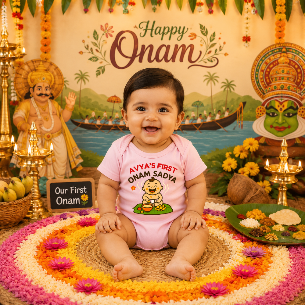My First Onam Baby Romper | Cute Kerala Festival Outfit
