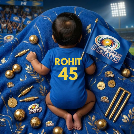 Mumbai Indians Fan Baby Romper | Personalised Name & Number India