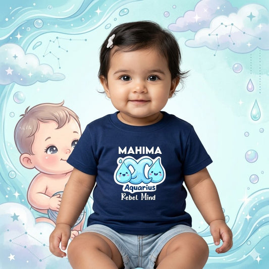 Personalized Aquarius Kids T-Shirt | Rebel Mind Custom Name Zodiac Tee
