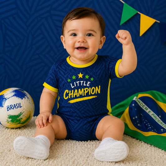 Brazil Team Baby Romper – Personalized Infant Football Jersey with Custom Number