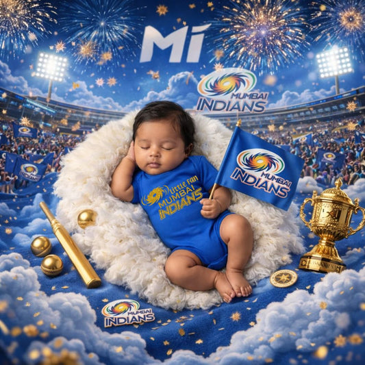 Personalised Mumbai Indians Baby Romper | Custom Name Number IPL Kids Romper