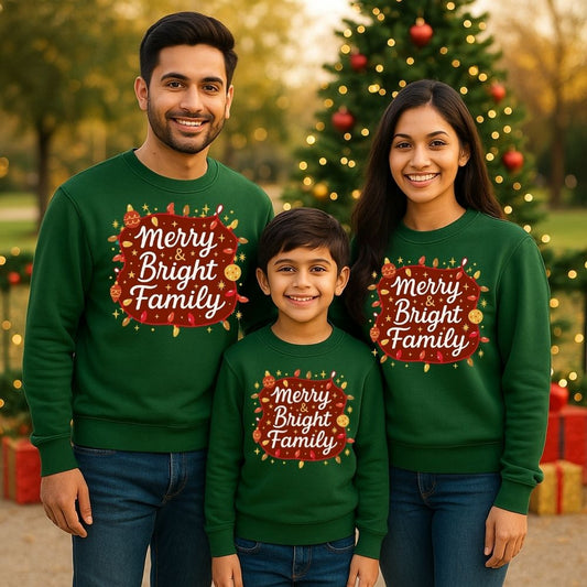 Merry & Bright Family Matching Christmas Sweatshirts – Holiday Outfits
