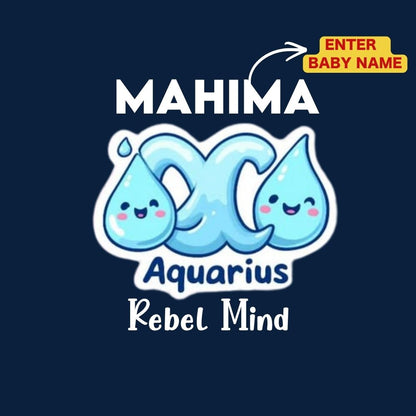 Personalized Aquarius Kids T-Shirt | Rebel Mind Custom Name Zodiac Tee