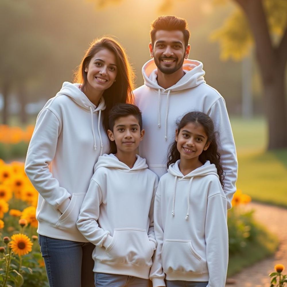 Family Matching Plain Hoodies - White