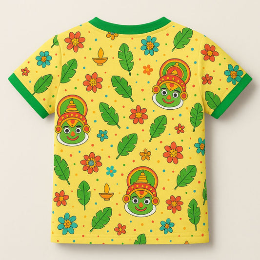 Kerala Onam Festival Print with Kathakali Jersey - Onam Festive Vibes