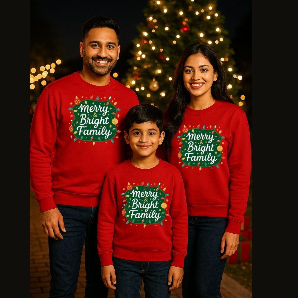 Merry & Bright Family Matching Christmas Sweatshirts – Holiday Outfits