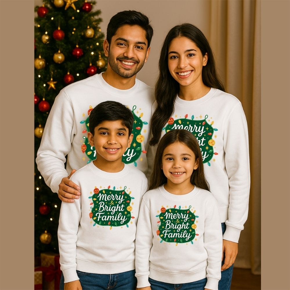 Merry & Bright Family Matching Christmas Sweatshirts – Holiday Outfits