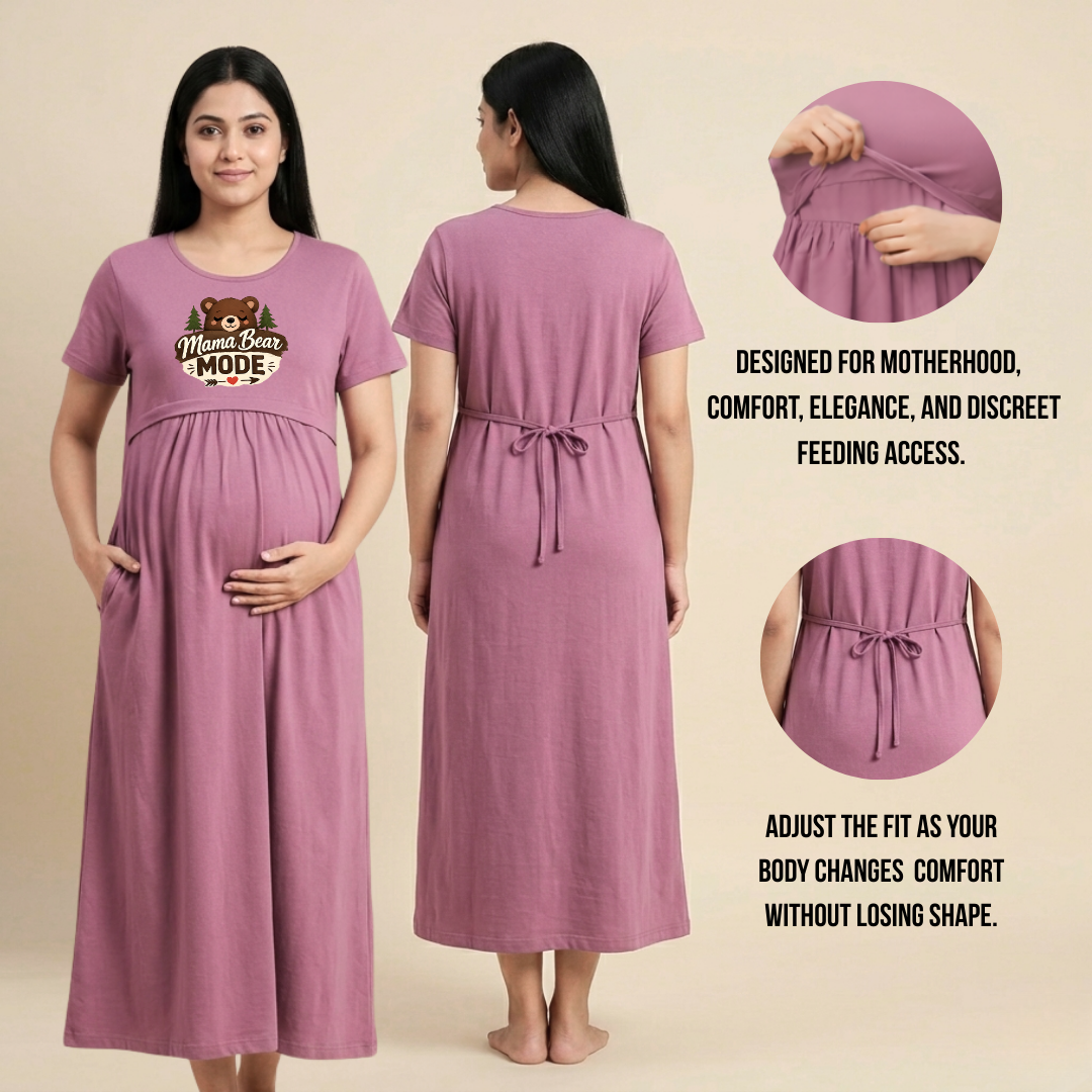 Stylish Nursing T-Shirt Dress for Moms | Maternity Wear with Feeding Access