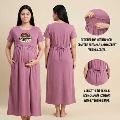Stylish Nursing T-Shirt Dress for Moms | Maternity Wear with Feeding Access