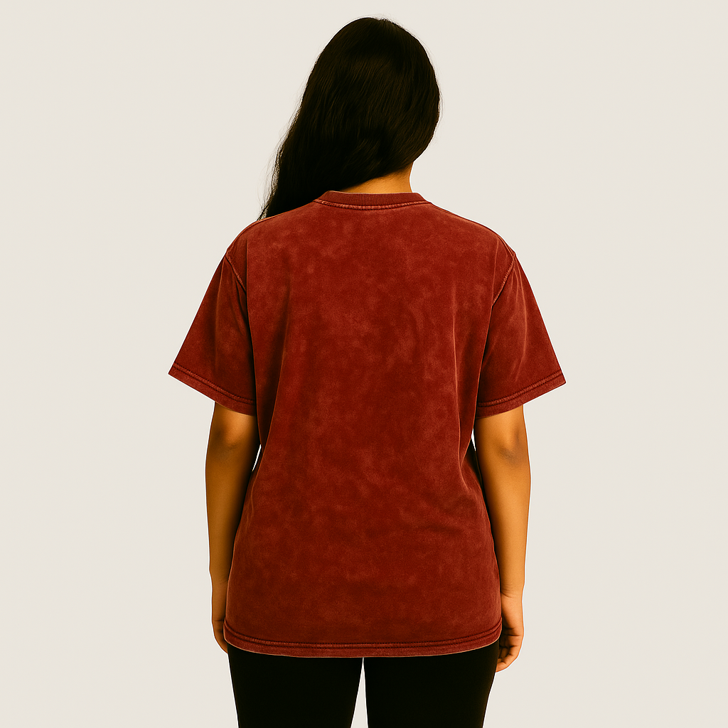 Customised Oversized T Shirt - Vintage Maroon Red