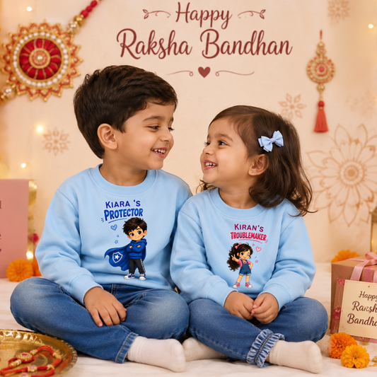 Custom Brother Sister Raksha Bandhan Sweatshirt Gift