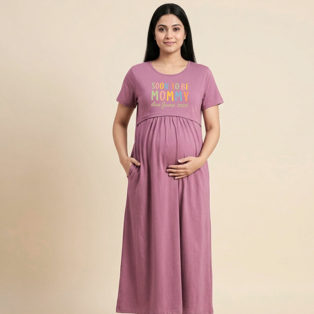 Pregnancy & Nursing T-Shirt Dress | Easy Feeding Access Maternity Wear