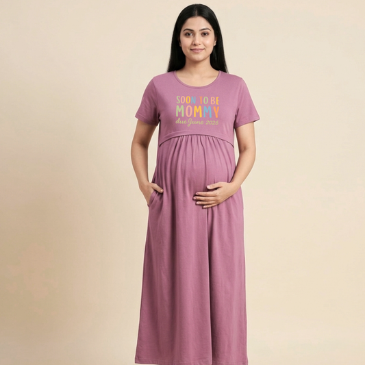 Pregnancy & Nursing T-Shirt Dress | Easy Feeding Access Maternity Wear