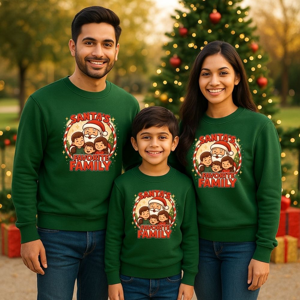Santa’s Favorite Family Matching Christmas Sweatshirts - Holiday Outfit for Xmas