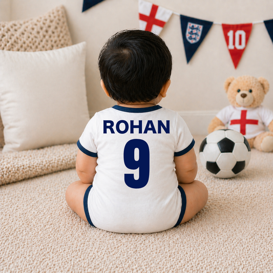 England Football Team Baby Bodysuit – Personalized Infant Soccer Jersey Outfit