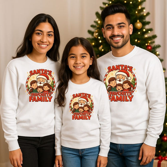 Santa’s Favorite Family Matching Christmas Sweatshirts - Holiday Outfit for Xmas