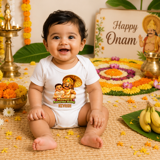 Premium Happy Onam Baby Romper | Personalized Cotton Outfit
